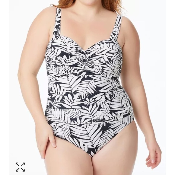 Bleu by Rod Beattie Plus Size Urban Oasis Printed One-Piece Swimsuit Size 20W - Picture 1 of 10